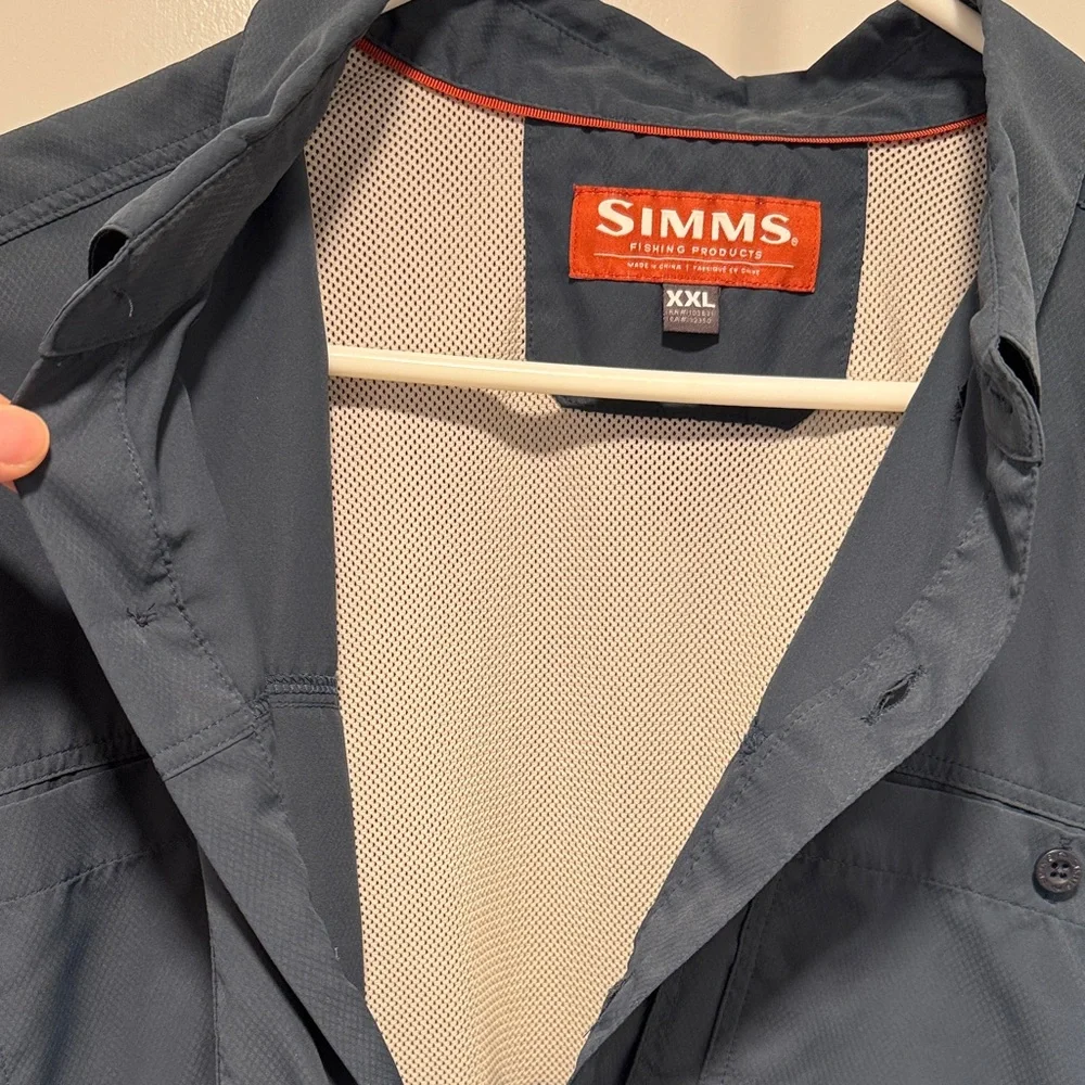 Simms Navy Long Sleeve Fishing Shirt - Picture 6 of 9